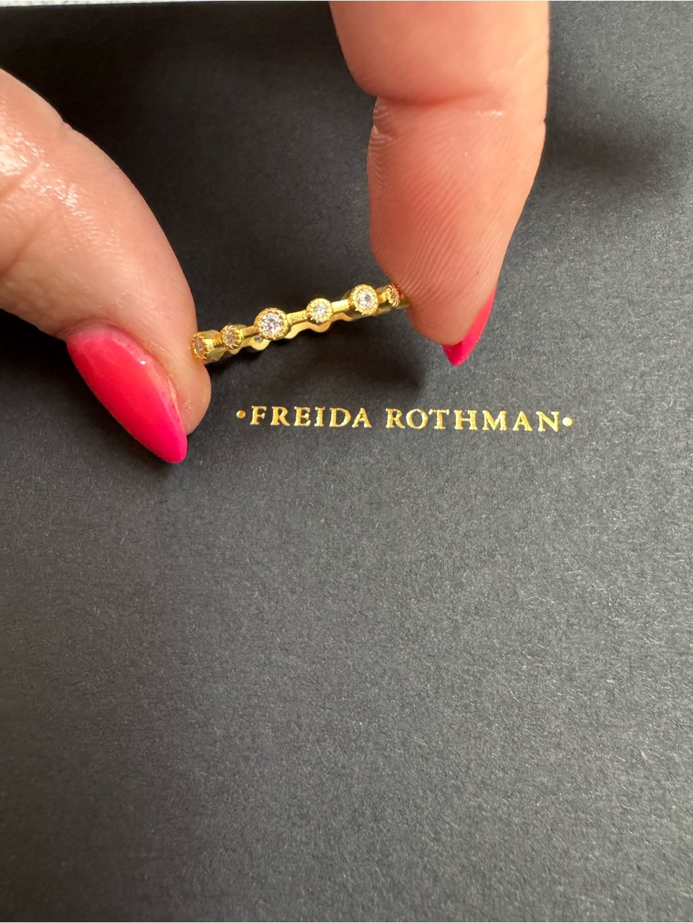 Freida Rothman Gold Alternating Bezel Stacking Ring